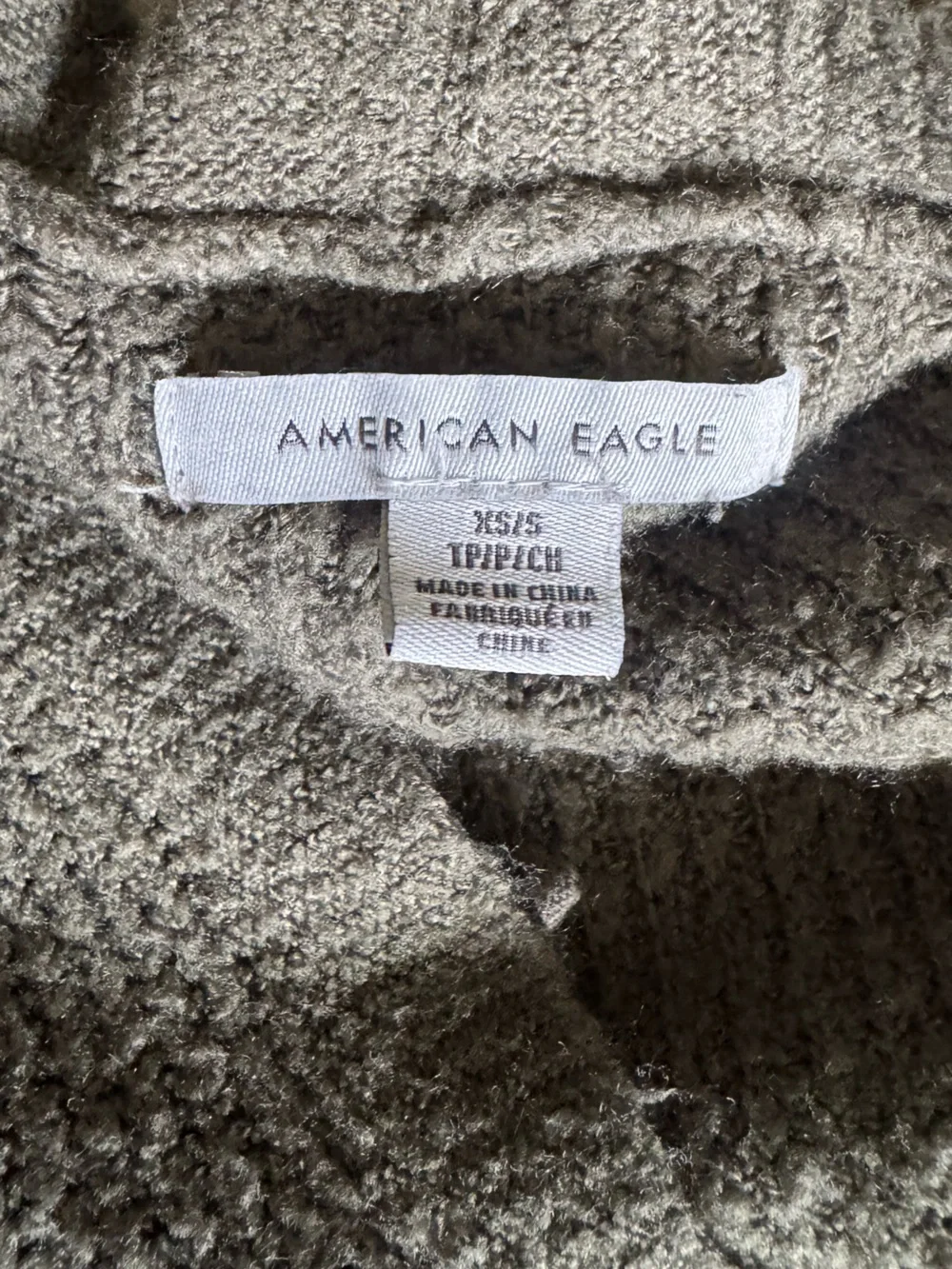 American Eagle Olive Green Knit Cardigan with Pockets